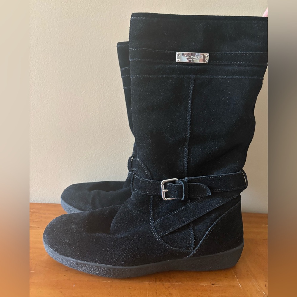 Coach Tallulah Suede Shearling in Black